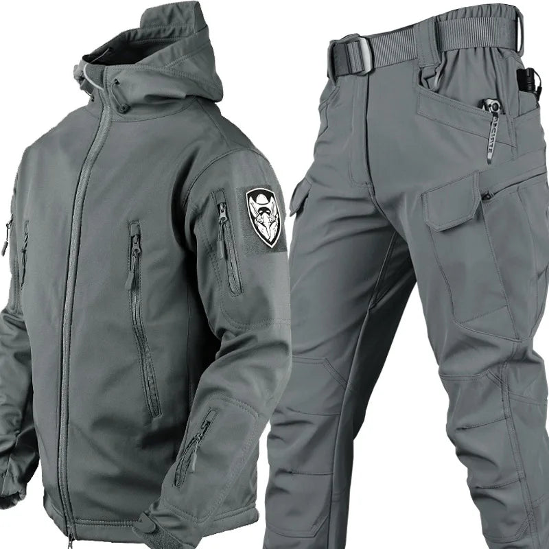 Shark Skin Soft Shell Autumn and Winter Plush Thickened Mountaineering Tactics Training Breathable Windproof Charge Suit