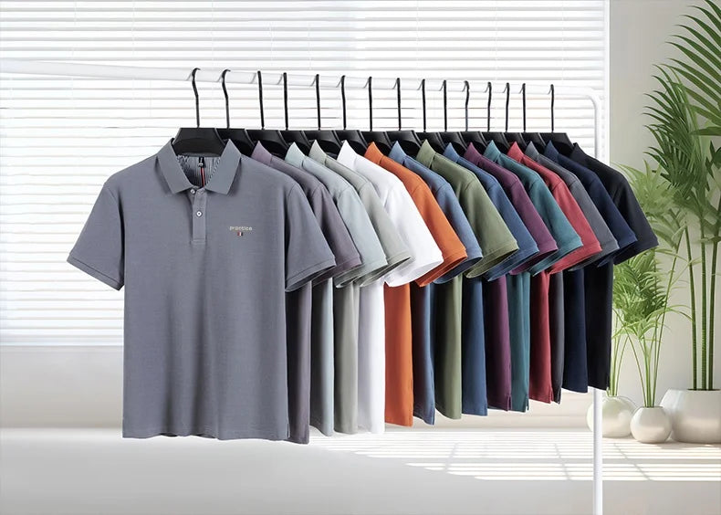 100% Pure Cotton Men's Classic Embroidered Polo Shirt Luxury Breathable Anti-wrinkle Cozy Short Sleeve Business Casual Golf Tee