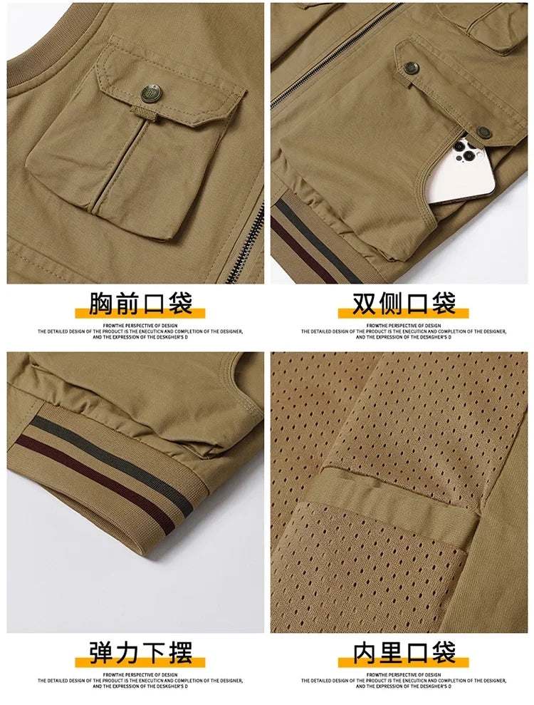 Winter Motorcyclist Mountaineering Men's Sleeveless Casual Coat Male Work Cargo Vest Men Photography Clothing Tactical Jackets