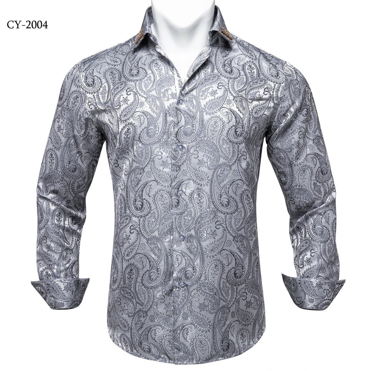 Brand New Men's Royal Blue Business Shirts Luxury Fashion Paisley Long Sleeve Turn-Down Collar Social Shirt Male Casual Blouse