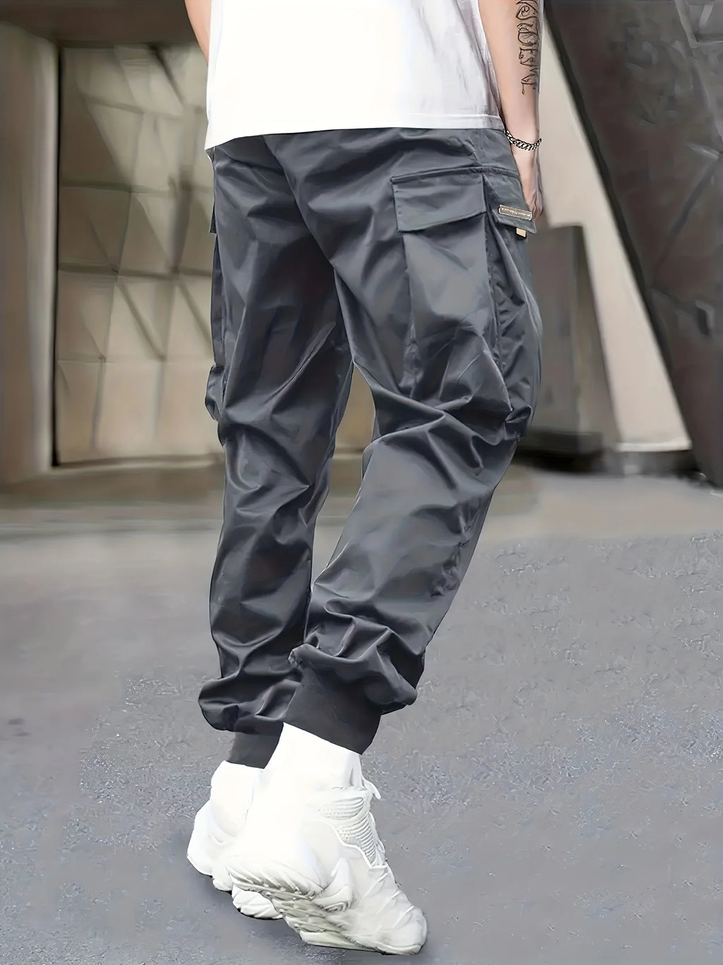 Men's Cargo Pants, Casual, Sporty, Outdoor, Large Pockets, Lightweight, Legging, Cropped Slacks 06B