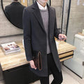 Men's Long Coat 2025 Autumn/Winter New Fashion Business Slim Fit Men's Long Coat High Quality Solid Color Casual Men's Clothing