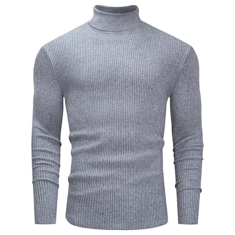 New Men's Slim Fit Turtleneck Sweater Casual Twist Patterned Pullover Knitted Sweaters Autumn Long Sleeve Stripe Streetwear