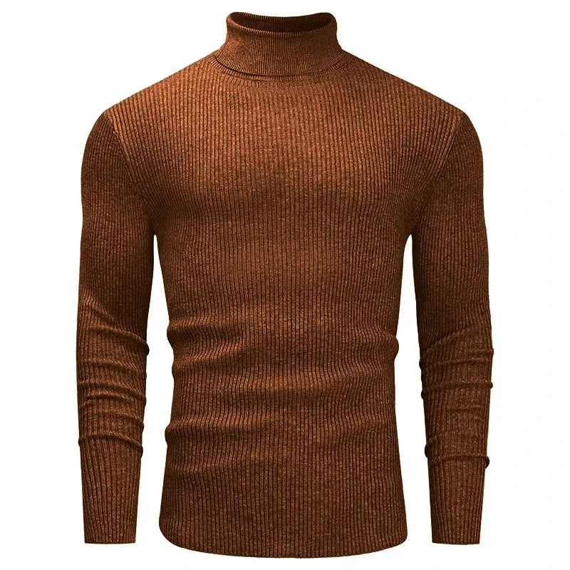 New Men's Slim Fit Turtleneck Sweater Casual Twist Patterned Pullover Knitted Sweaters Autumn Long Sleeve Stripe Streetwear