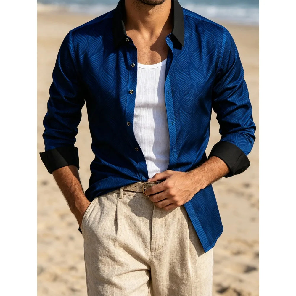 FGKKS Men Shirt Brand New Elegant Fashion European Long Sleeve Smart Casual Elastic Wrinkle-free Male Business Dress Shirts