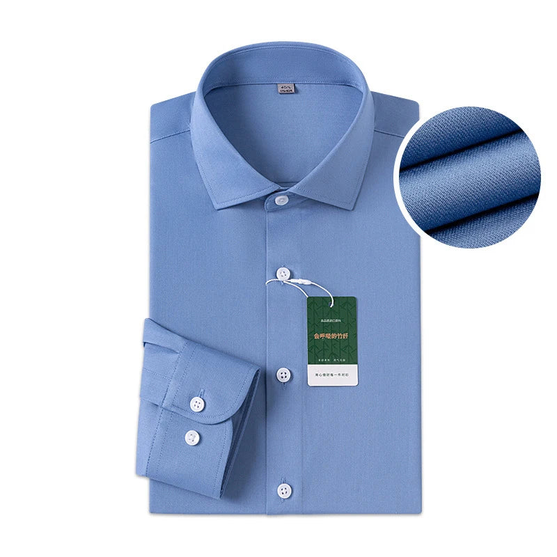 Windsor Collar Regular Cuff Dress Shirt Fashion Men's Long Sleeve Luxury Business Formal Shirts Solid Easy Care Casual Social