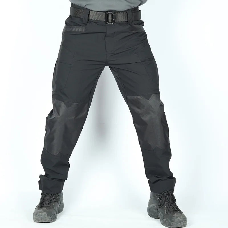 Men's Loose Training Pants Outdoor Waterproof Slim Stretch Tactical Pants with Pockets Multi-functional Quick-drying Cargo Pants