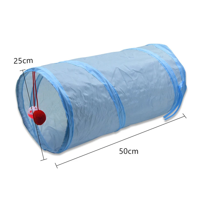 Cat Toys Gray 3-Way Foldable Pet Cat Tunnel Tube Toy Kitten Tunnel Toy with Peep Hole Pet Training Interactive Toy Tunnel Tube