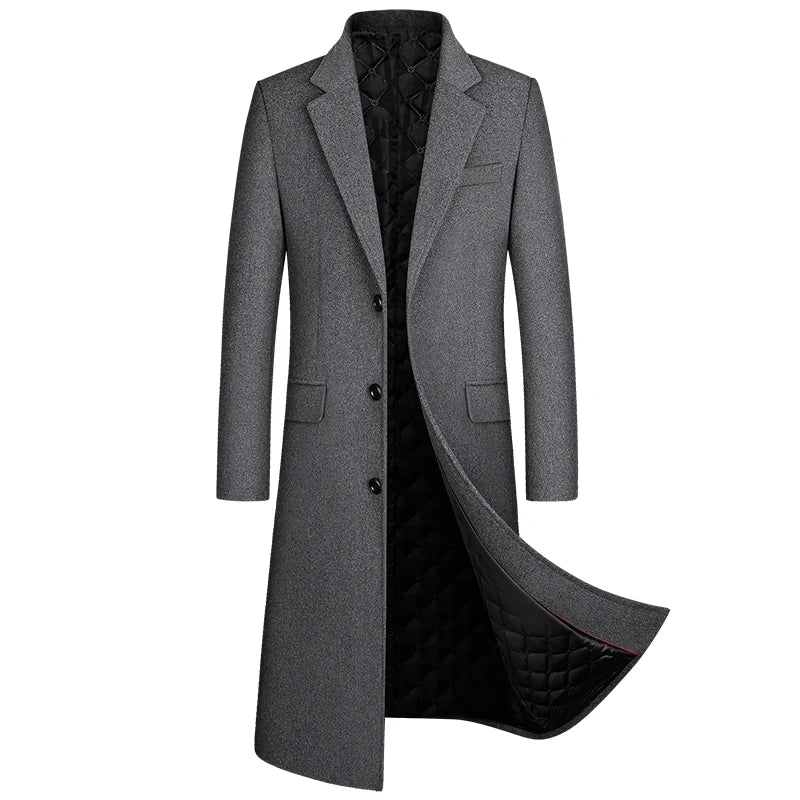Autumn Winter Long Wool Coat Men Fashion Pea Coat Jacket Wool & Blends Jackets Mens Woolen Overcoat