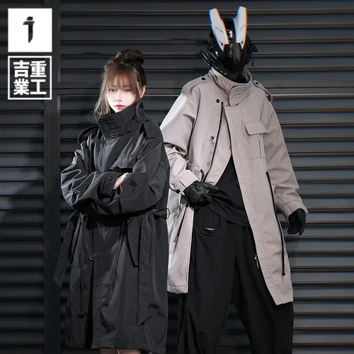 11 BYBB'S DARK Men Tactical Trench Jacket 2024 Autumn Long Coats Windbreaker Mens Loose Punk Functional Long Jackets Techwear