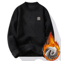 Lightweight Fleece Lined Thickened Sweater Men's Long Sleeve Knit Pullover Sweater Autumn Winter Thermal Warm Classic Sweater