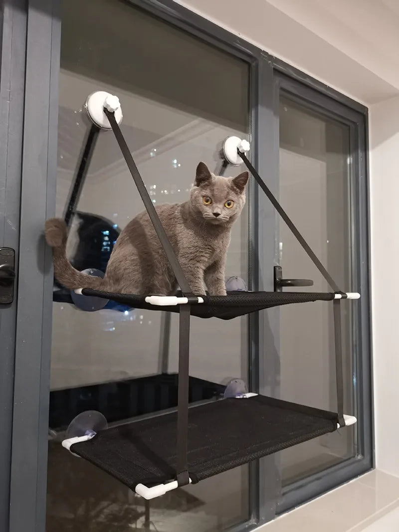 Cat Hammock Window Bed Kitten Sunny Seat Hanging Mount Beds Cat Sofa double-decker tunnels Suction Cup Wall Pet Hanging Winter