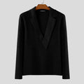 INCERUN Men Sweaters Patchwork Lapel Collar Long Sleeve Knitted Male Pullovers Streetwear 2025 Fashion Casual Men Clothing S-5XL