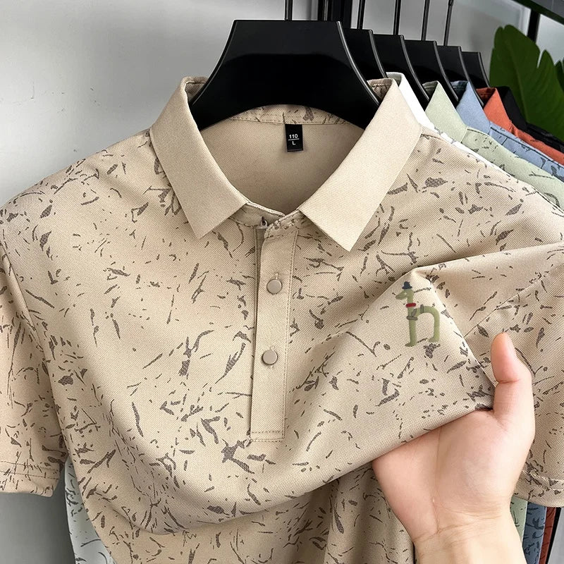 New Men's Casual Original Printed Polo Shirt Breathable Comfort Short Sleeve Lapel T-shirt High Quality Versatile Men's Clothing