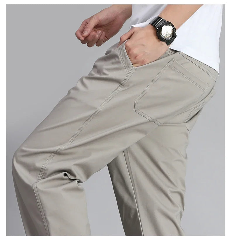 Big Size Mens Casual Pants Relaxed Fit Cotton Trousers Elastic Waist Drawstring Sweatpants Mens Jogger Pants Summer Spring