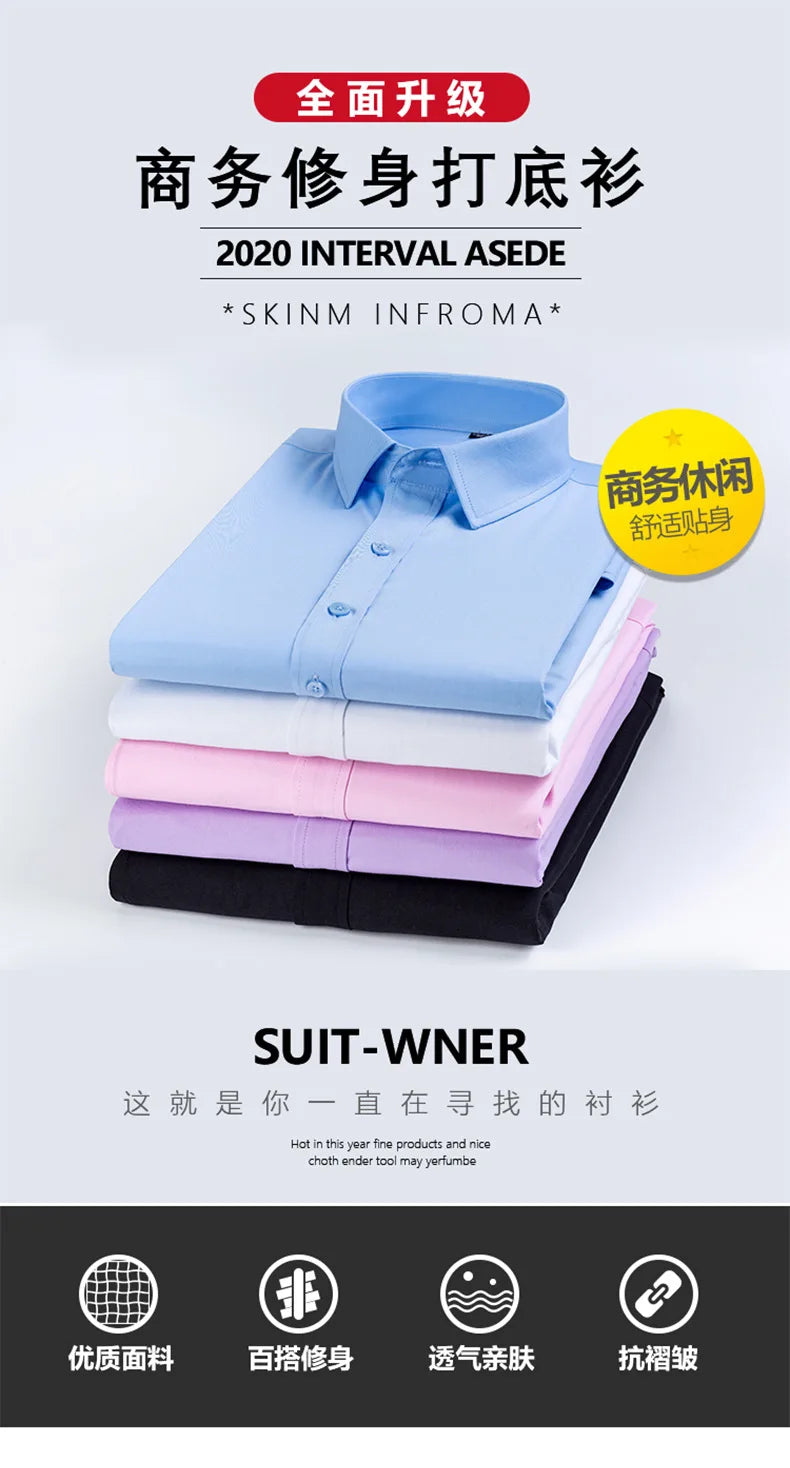 2026 Men's Long Sleeve Cotton Shirt Striped Design Spring Autumn Business Formal Dress Shirts for Men Party Wedding Shirts Male