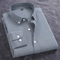 Newly Design Shirts For Men Spring Fall Long Sleeve Solid Color Oxford 100% Cotton Smart Casual Business Stripe Plaid White 5XL