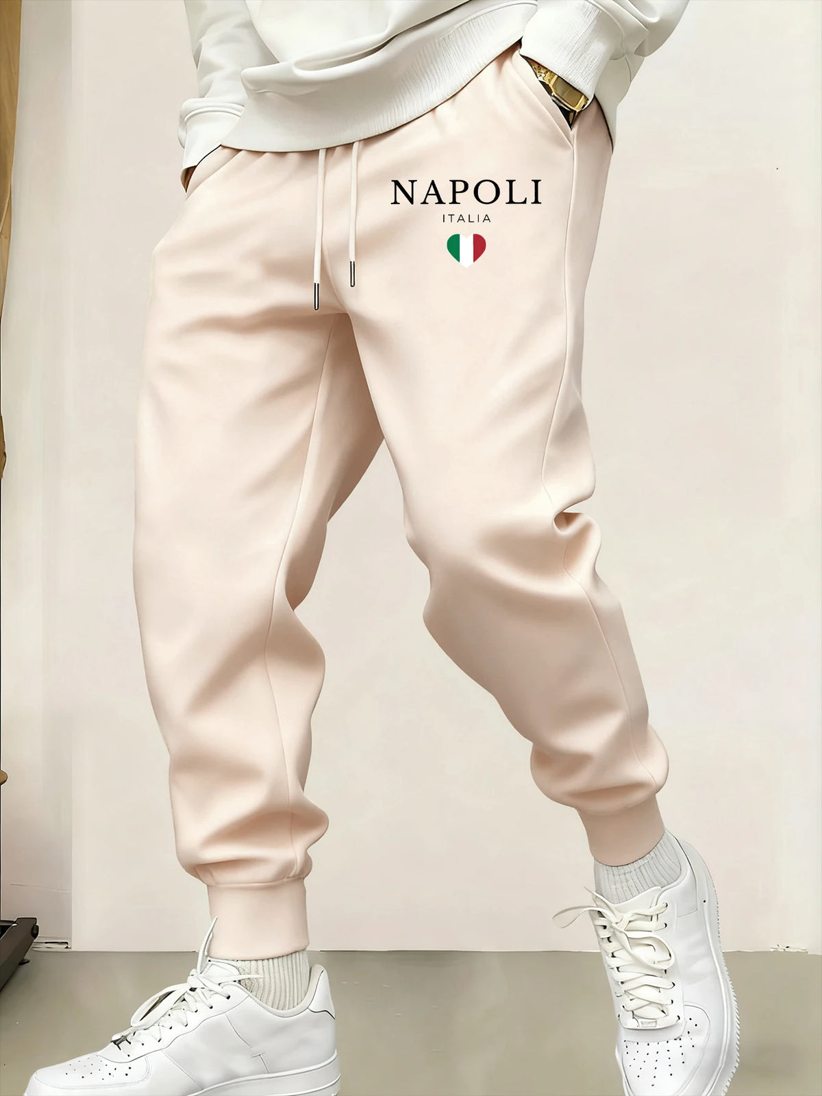Napoli Italia Letter And Flag  Print Man Sweatpant Pocket Fleece Pant Casual Warm Trouser Autumn Fashion Sports Sweatpants Pants