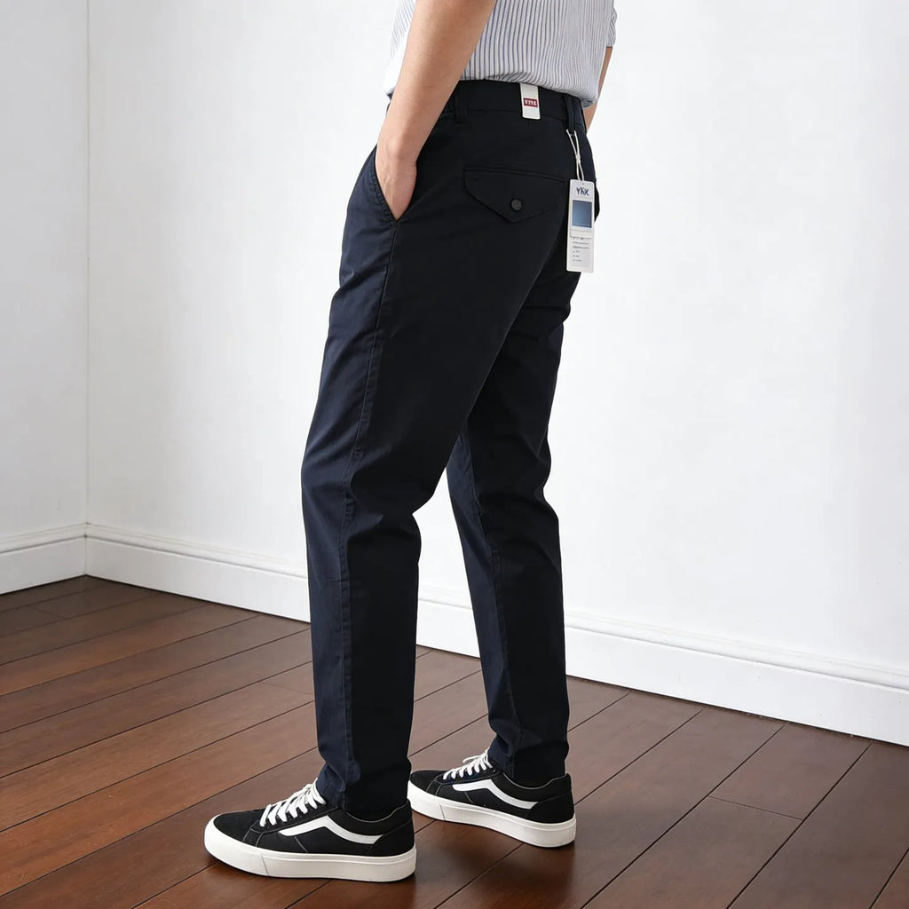 221# Summer New American Retro Thin Quick-drying Elastic Pants Men's Simple 97% Cotton Washed Commute Casual Straight Trousers