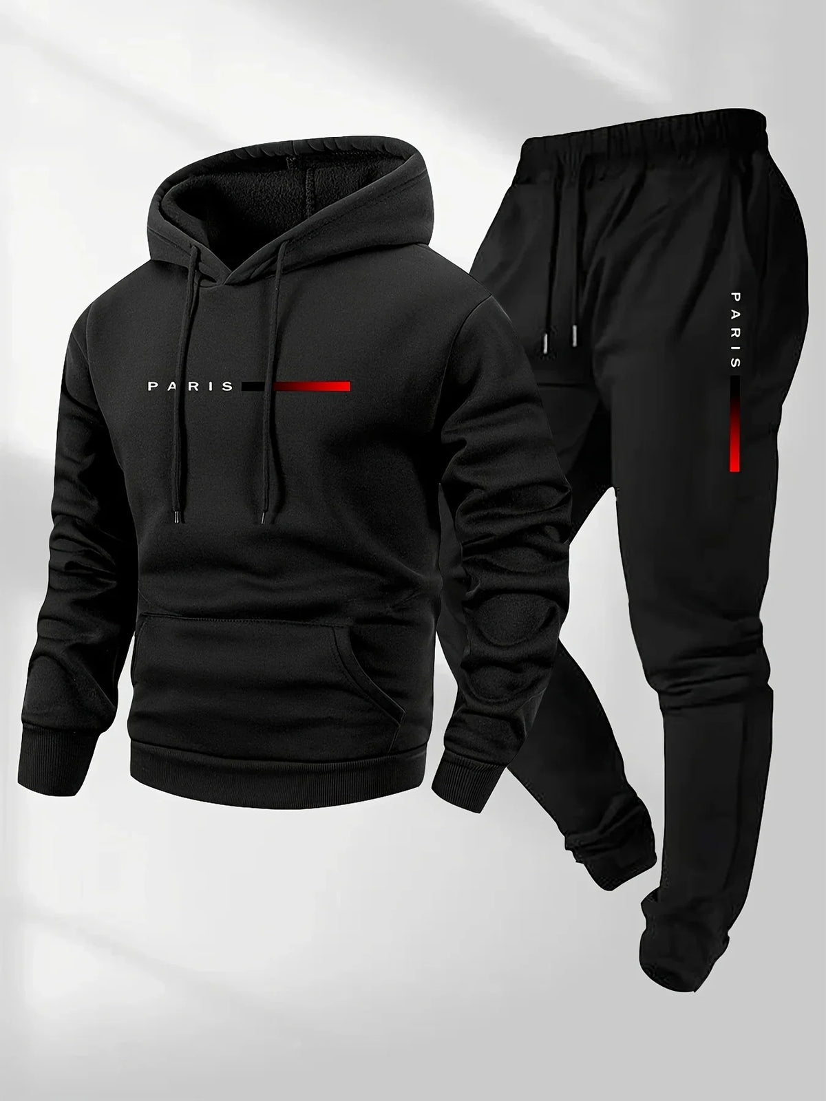 2025  Letter Print Sweatshirt Suit Men's Fleece Hoodie Pants Set Spring Autumn Winter Warm Casual Sports Pullover Trousers Sets
