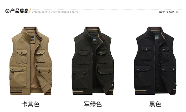 Winter Motorcyclist Mountaineering Men's Sleeveless Casual Coat Male Work Cargo Vest Men Photography Clothing Tactical Jackets