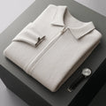 Men's Cardigan 100% Merino Wool Knitted Zippered Jacket 2023 Autumn and Winter Thickened Long Sleeved Men's Sweater Lapel Shirt