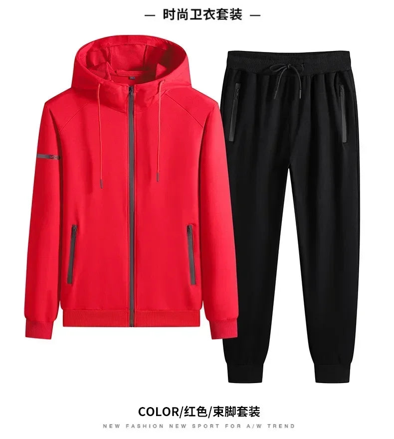 Plus Size tracksuits Men Sportswear Sets New Spring Autumn Clothing Hooded Pants Suit Male 2 Pieces Sweatshirt + Sweatpants 8XL