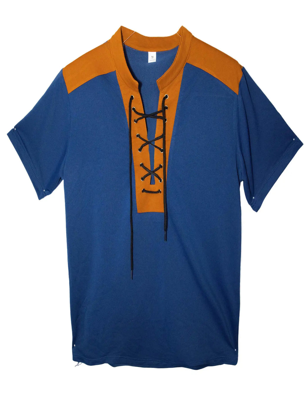 Men's V-neck Casual Beach Short Sleeved Color Matching Men's Top T-shirt Retro Streetwear
