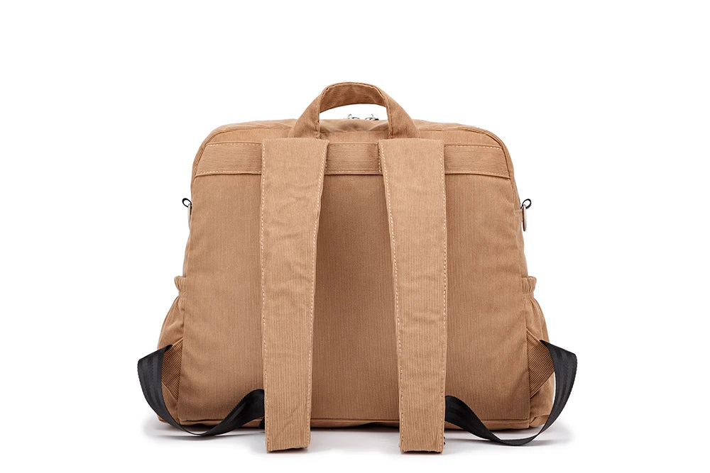 Soboba Large Capacity Diaper Backpack for Mom with Soft Corduroy Fabric and Convenient Design