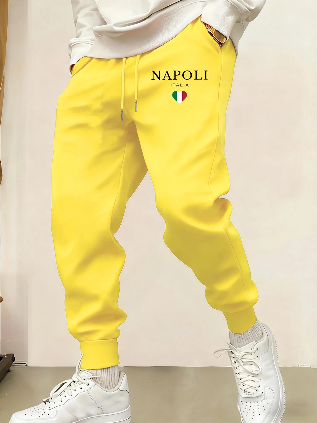 Napoli Italia Letter And Flag  Print Man Sweatpant Pocket Fleece Pant Casual Warm Trouser Autumn Fashion Sports Sweatpants Pants