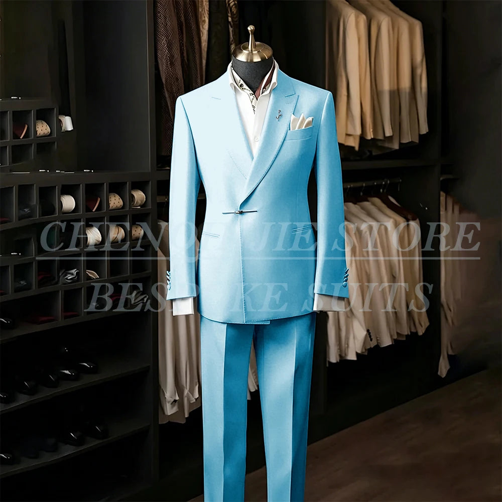 Bespoke White Men's Suits Male Clothing Fashion Wedding Regular Fit 2 Piece Jacket Pants Blazer High Quality Clothing Costume
