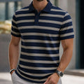 Minimalist Line Grid Printed Men Polo Shirts 3D Triangle Graphic Short Sleeve Summer Tops Outdoor Casaul Daily Men Clothing Tops