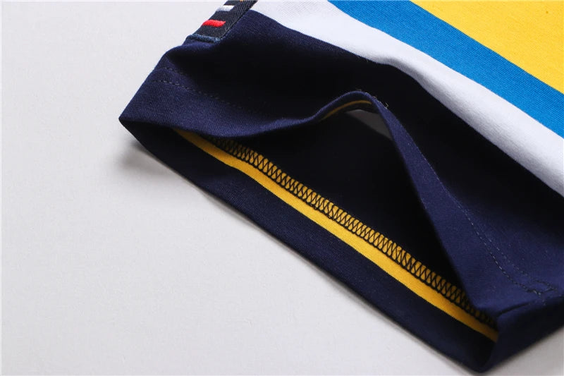 TACE&SHARK Fashion Stripe Shark Embroidery Polo Shirt Summer Men Business Shark Polos Tops Mens Casual Slim Fit Clothing