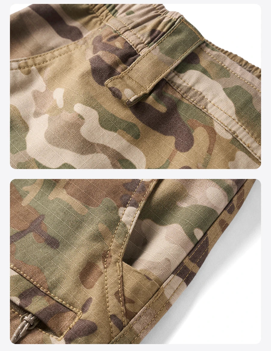 SIMWOOD 2025 Summer New Loose Straight Lightweight Camouflage Tactical Pants Men Cargo Outdoor Hiking Trousers