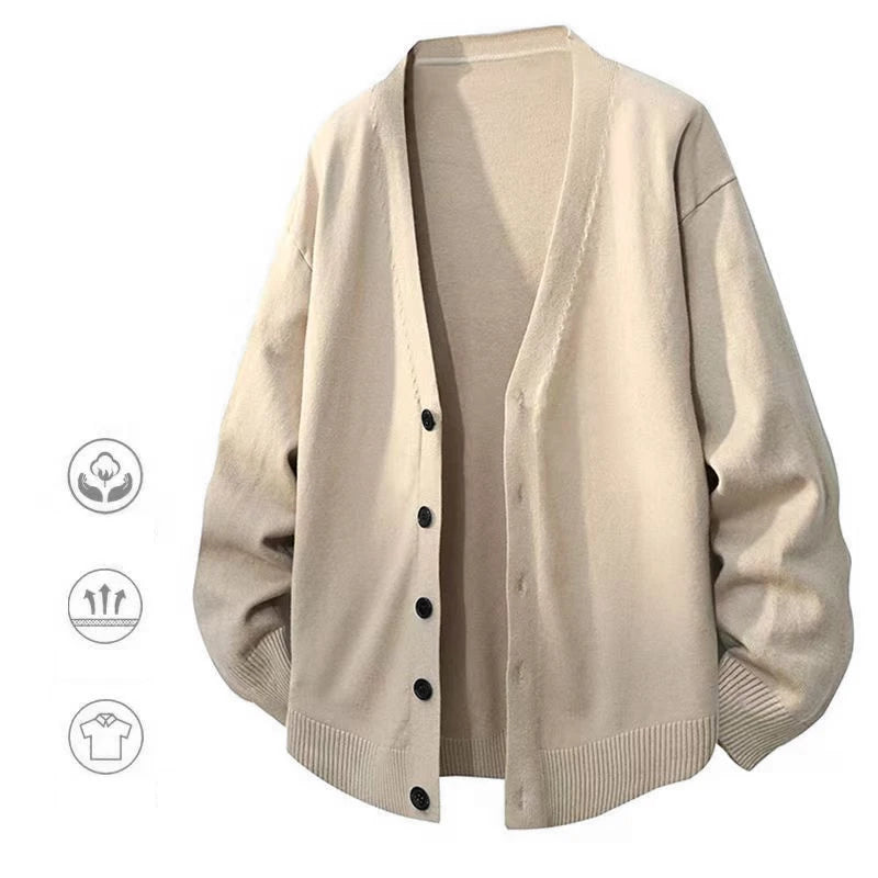 Animal Game Men's V Neck Cardigan Sweaters Casual Button Men's Cold Blouse Knitwear Outdoor Knit Long Cardigan Men Streetwear