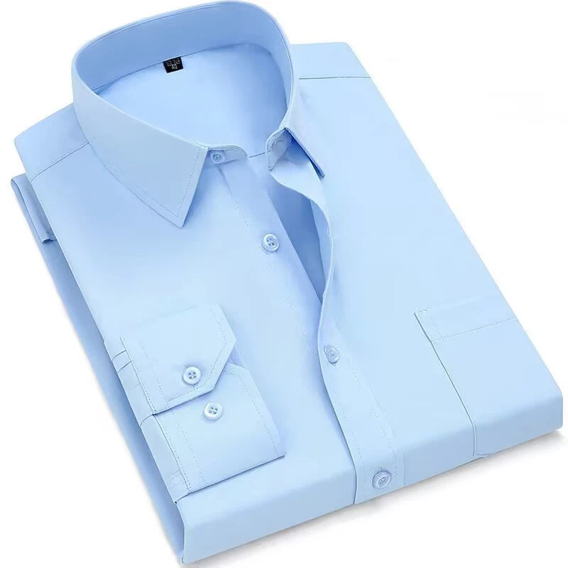 Men's Business Casual Social Shirts Oversized Plus Large Size 9XL Long Sleeve Classic Plaid Striped Brand Dress Shirts GOZBKF