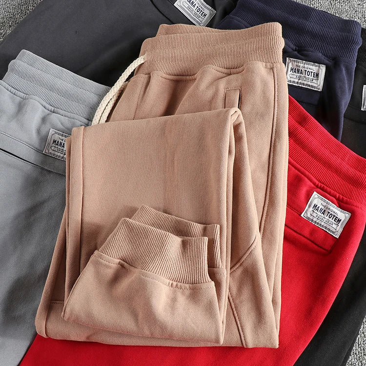 Autumn Japanese Retro Knitted Ankle-length Sweatpants Men's Fashion Elastic Waist Drawstring Sport Casual Ankle-tied Pants