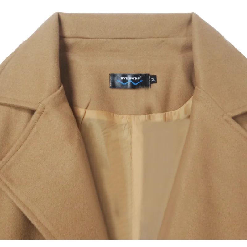 Streetwear Jackets Man Windbreaker Mid-length Men's Jackets Lapel Men's Clothing For Winter Male Coat
