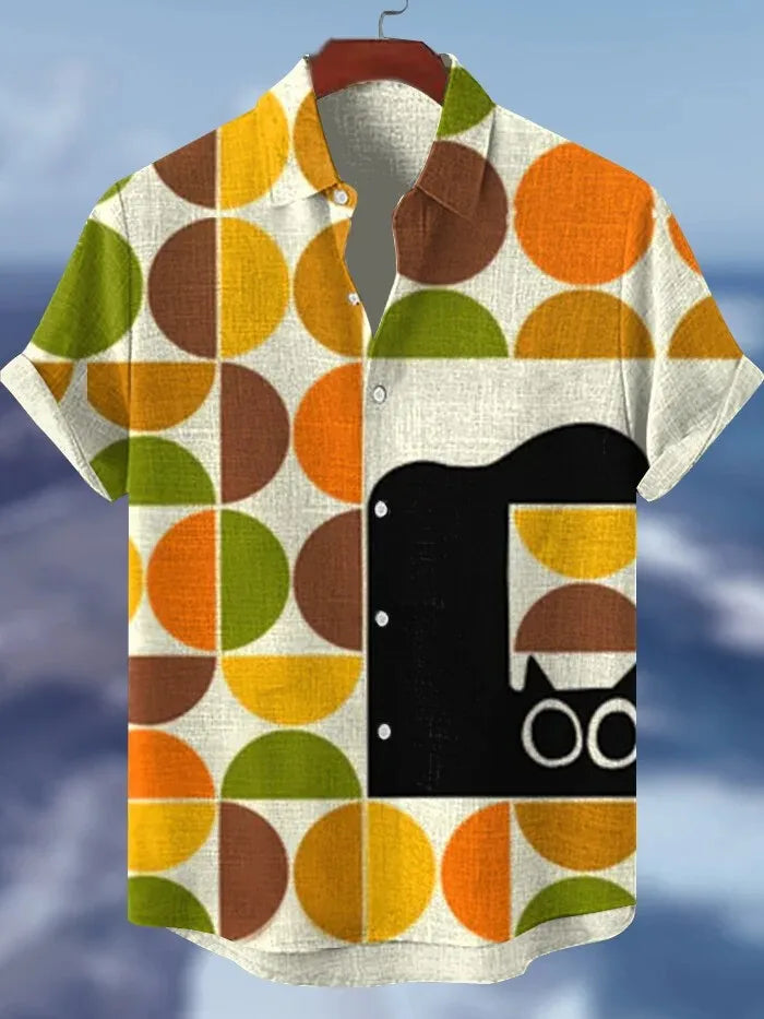 Fashion Men's Graphics Shirts Short Sleeved Button Down Lapel Shirt For Summer Oversized Tops Vacation Casual Hawaiian Shirts