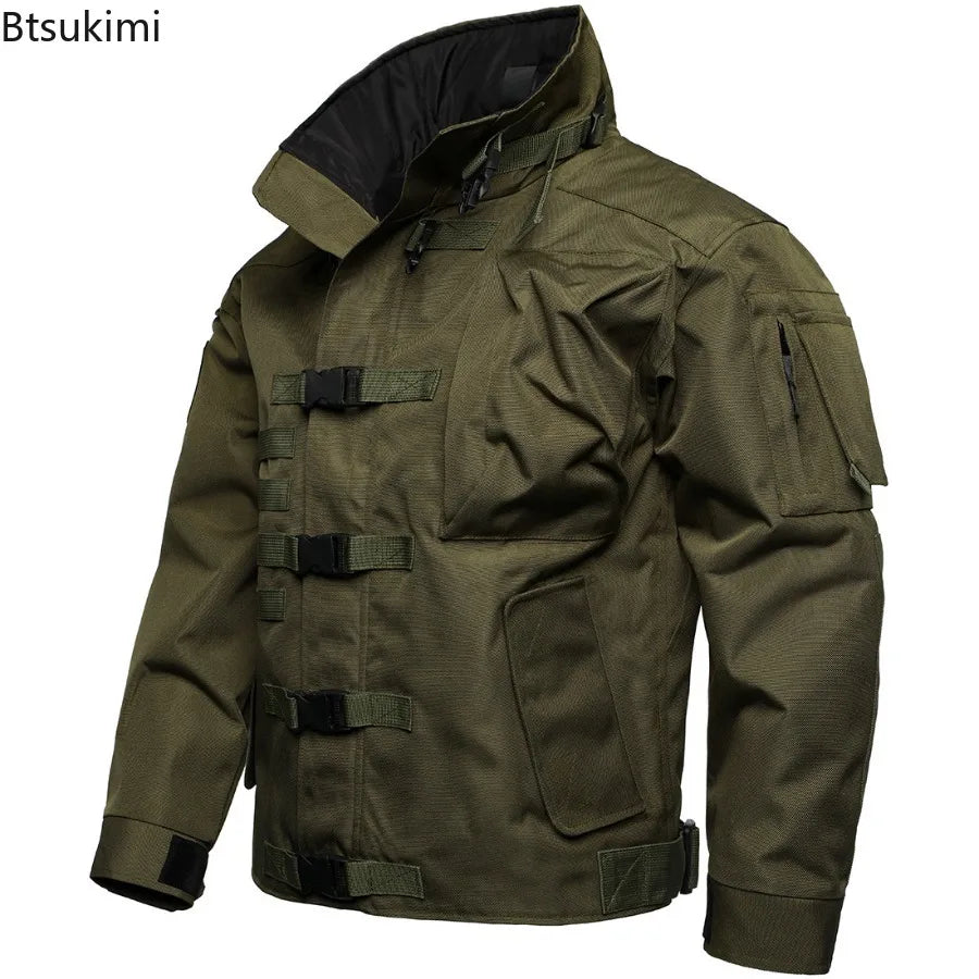 2026 Men's Tactical Cargo Jacket Casual Multi-pocket Wear-resistant Coat Outdoor Waterproof Windbreaker Man Combat Bomber Jacket
