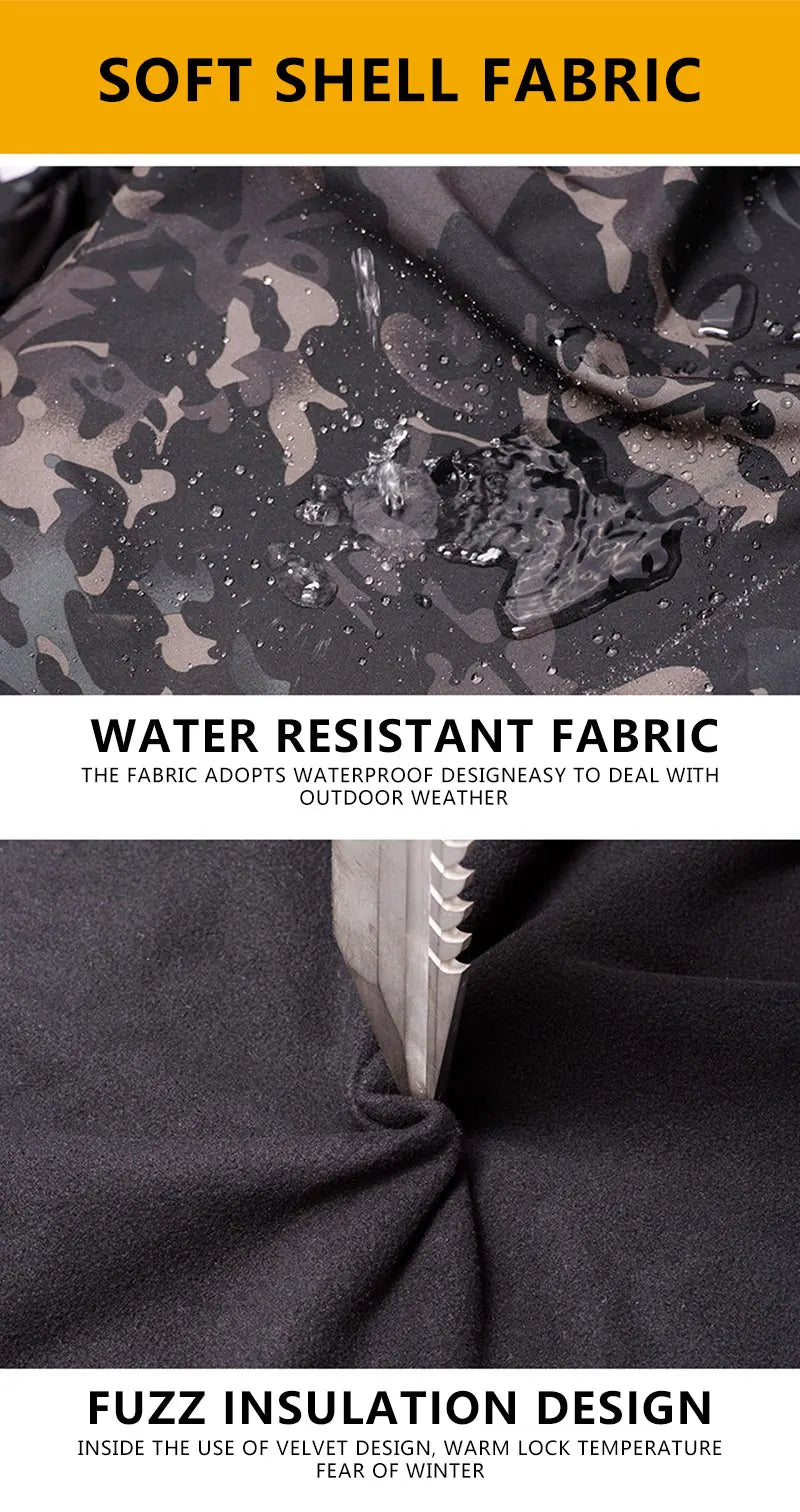 Tactical Winter Set Men's Outdoor Windproof Waterproof Suit Multi-Pocket Soft Shell Hooded Jackets Sharkskin Work Pants
