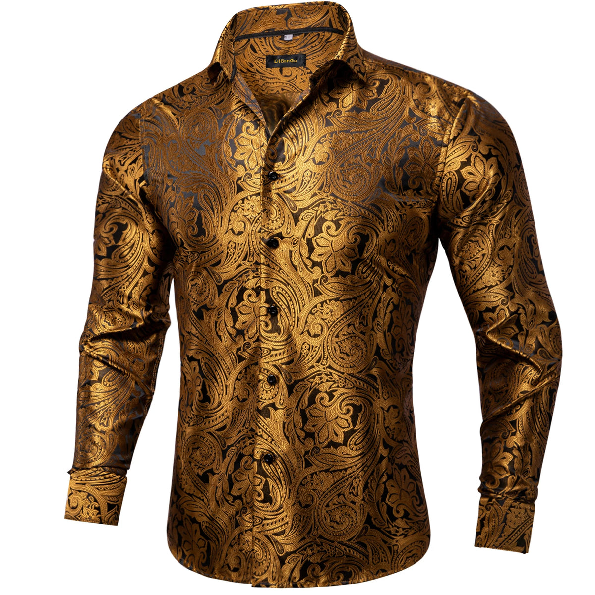 Brand New Men's Royal Blue Business Shirts Luxury Fashion Paisley Long Sleeve Turn-Down Collar Social Shirt Male Casual Blouse