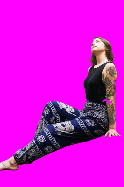 Blue ELEPHANT Pants Women Boho Pants Hippie Pants Yoga